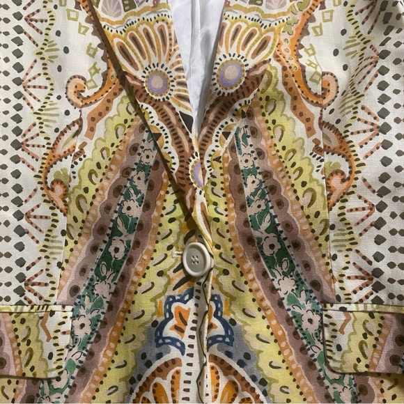 LIKE NEW ZARA PAISLEY PRINTED LINEN COTTON BLEND BLAZER (S) & MATCHING PANTS (M) - Picture 10 of 15